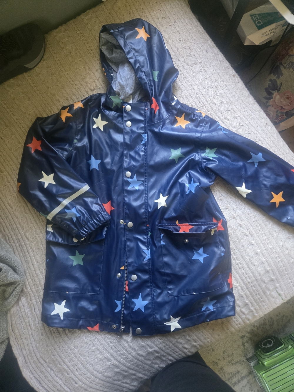 Hanna Andersson Navy Star Hooded Raincoat